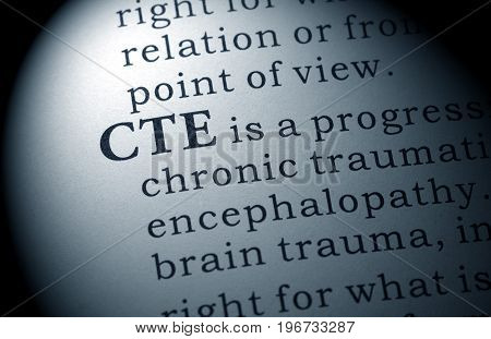 Fake Dictionary Dictionary definition of the word CTE Chronic Traumatic Encephalopathy .