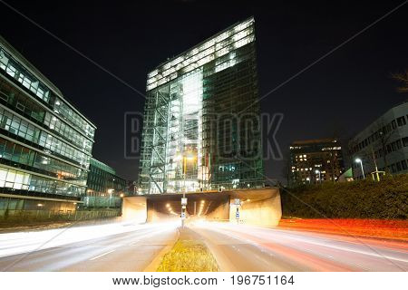 the modern city gate of the state capital Dusseldorf