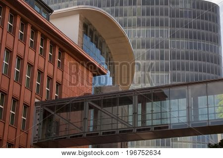 Detail view of various Buildings in the city center of Dusseldorf