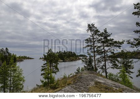 Morning on Lake Ladoga with a view of the islands