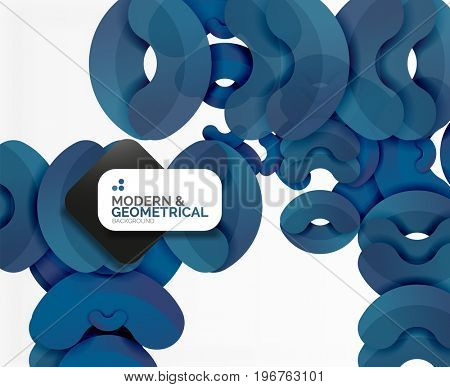 Abstract color geometric round shapes on white - elements with shadow, colorful composition