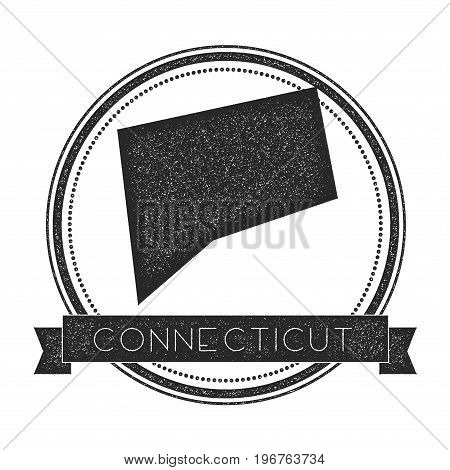 Connecticut Vector Map Stamp. Retro Distressed Insignia With Us State Map. Hipster Round Rubber Stam