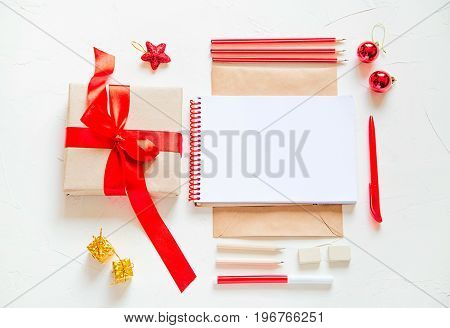 Supplies for writing a letter or holiday card.
