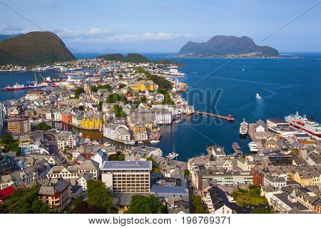 view of Alesund from Fjellstua viewpoint, Norway