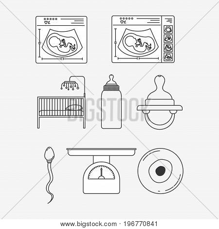 white background silhouette set pregnancy icons vector illustration