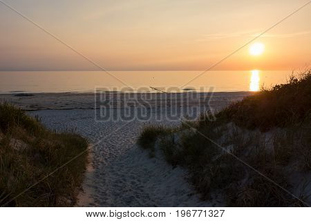 Sunset At The Beach On Hiddensee Island Germany
