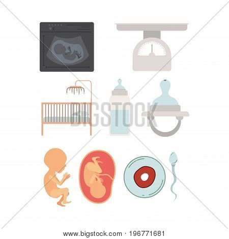 white background silhouette colorful and realistic set pregnancy icons vector illustration