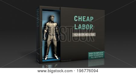 Cheap Labor Employment Problem and Workplace Issues 3D Illustration Render