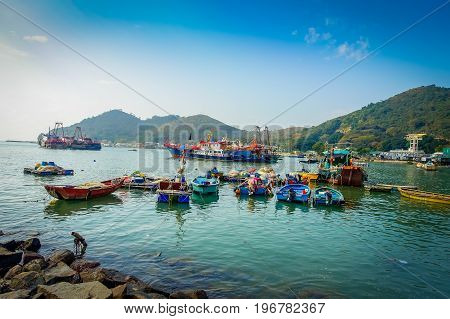 HONG KONG, CHINA - JANUARY 26, 2017: Orange yolks over a net without the egg white, in a market in fishermen town in lantau, Hong Kong, China.