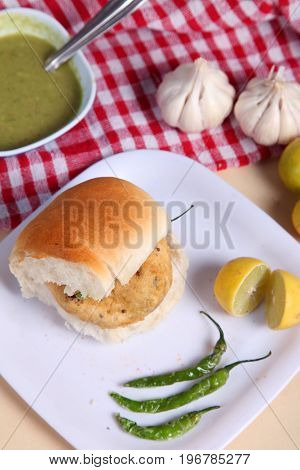 Indian special traditional fried food vada pav