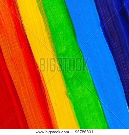 Abstract Acrylic Hand Painted Background. Watercolor Rainbow Flag. Symbol Of Lgbt, Peace And Pride.