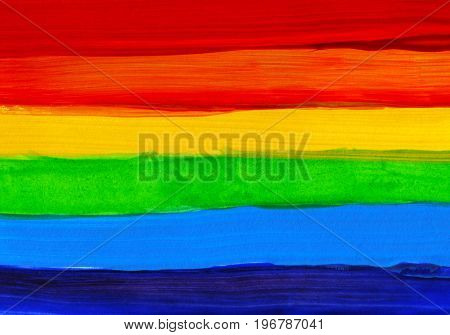 Abstract Acrylic Hand Painted Background. Watercolor Rainbow Flag. Symbol Of Lgbt, Peace And Pride.
