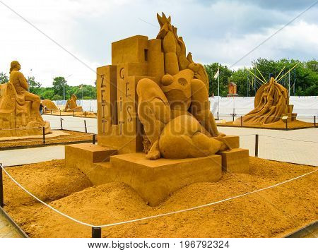 KOLOMENSKOYE MOSCOW RUSSIA - MAY 25 2009: World Championship of Sand Sculpture 