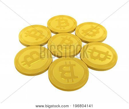 Stack of Bitcoins isolated on white background. 3D render