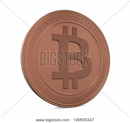 Bronze Bitcoin isolated on white background. 3D render