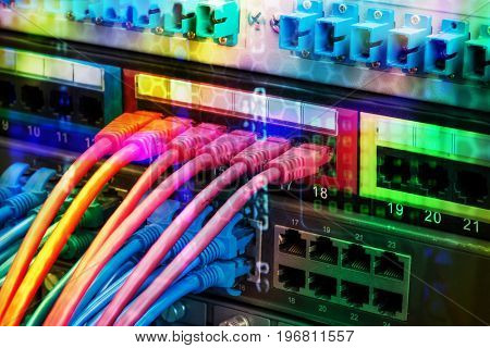 Ethernet cables and Network switching hub LAN System Communication