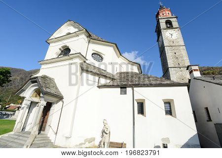 Verscio,Switzerland - 4 May 2015: The church of San Fedele at Verscio on Switzerland