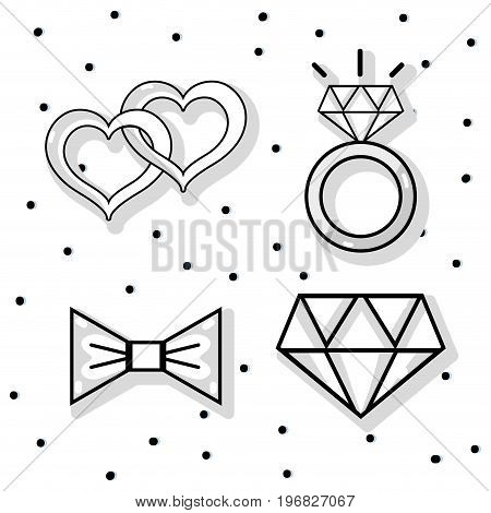 set groom and bried accesories decoration design vector illustration