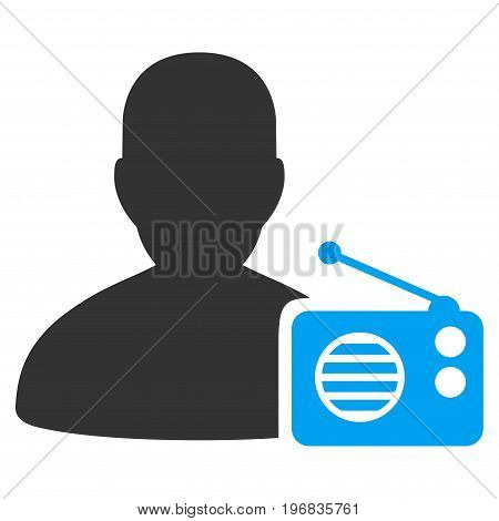 Radio Dictor vector pictogram. Style is flat graphic bicolor symbol, blue and gray colors, white background.