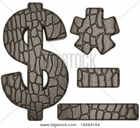 Alligator hud skrifttype os Dollar Symbol og bindestreg