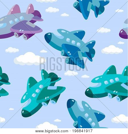 cute airplane s seamless pattern. Interesting design. Children s background is used for printing
