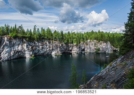 Famous beautiful marble quarry Ruskeala, Karelia, Russia