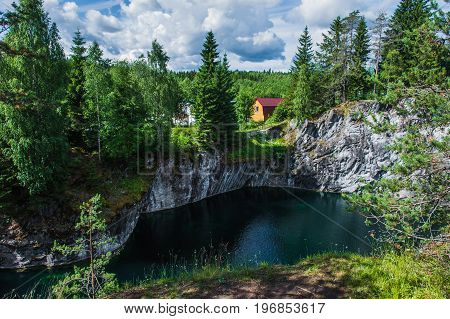 Famous beautiful marble quarry Ruskeala, Karelia, Russia