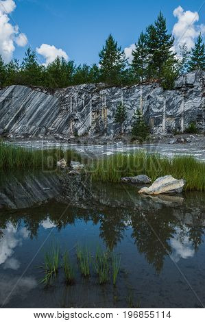 Famous beautiful marble quarry Ruskeala, Karelia, Russia
