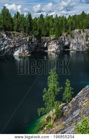 Famous beautiful marble quarry Ruskeala, Karelia, Russia