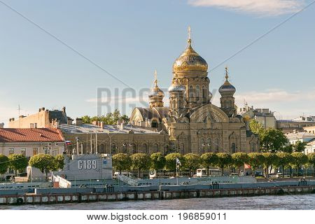St. Petersburg, Russia - June 28, 2017: Panoramic View Of The Neva River Embankment In St. Petersbur