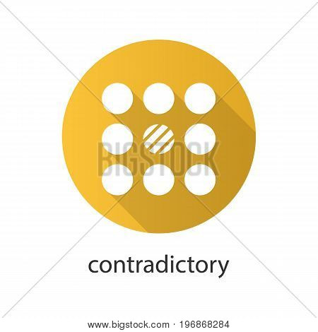 Contradictory flat design long shadow glyph icon. Abstract metaphor. Vector silhouette illustration