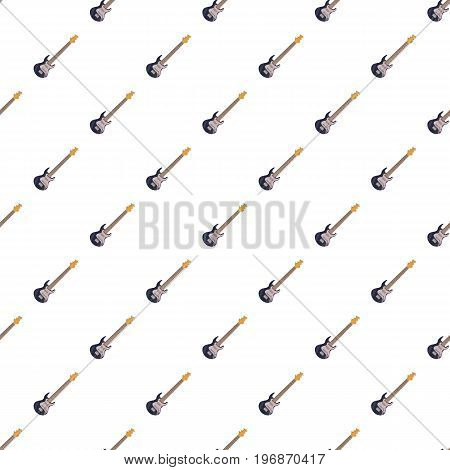 Black electric guitar pattern seamless repeat in cartoon style vector illustration