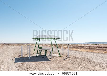 A shaded resting place next to the B1-road between Keetmanshoop and Mariental