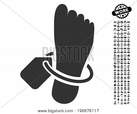 Mortuary Tag icon with black bonus profession pictures. Mortuary Tag vector illustration style is a flat gray iconic symbol for web design, app user interfaces.