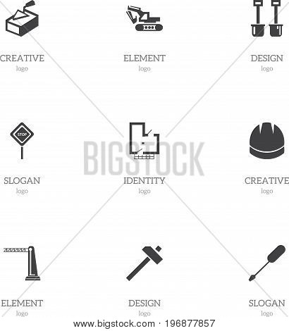 Set Of 9 Editable Structure Icons. Includes Symbols Such As Hook, Spatula, Scull And More