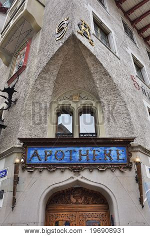 The Oldest Pharmacy In Lucerne, Switzerland