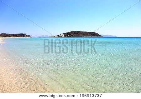 landscape of Simos beach Elafonisos Peloponnese Greece