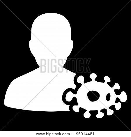 Bacteriologist vector pictogram. Style is flat graphic symbol, white color, black background.