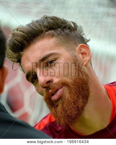 Moscow, Russia - July 2, 2017. Portuguese substitute goalkeeper Jose Sa before FIFA Confederations Cup Match for 3rd Place against Mexico.