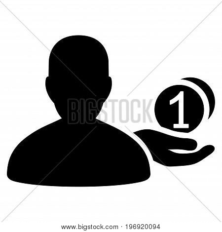 Panhandler vector pictogram. Style is flat graphic symbol, black color, white background.