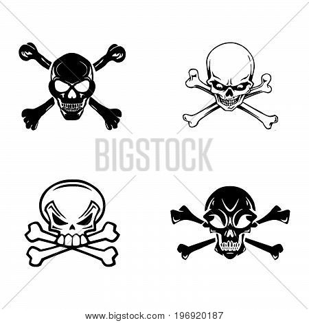 Skull and Crossbones Icon on White Background. Vector illustration