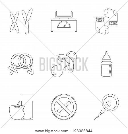 Parturition icons set. Outline set of 9 parturition vector icons for web isolated on white background