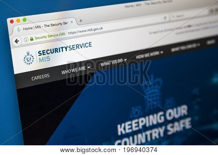 LONDON UK - JUNE 8TH 2017: The homepage of the official website for the MI5 Security Service on 8th June 2017. The MI5 is the UKs domestic counter-intelligence and security agency.