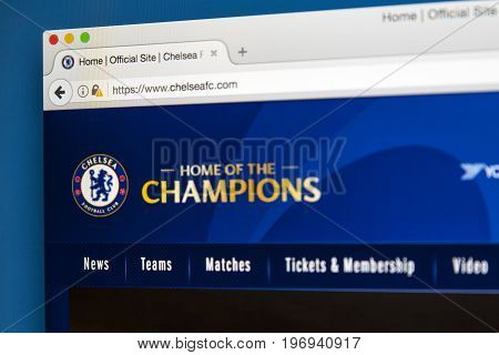LONDON UK - JUNE 8TH 2017: The homepage of the official website for Chelsea Football Club on 8th June 2017.