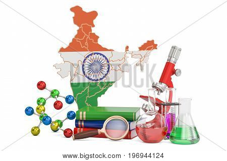 Scientific research in India concept 3D rendering isolated on white background