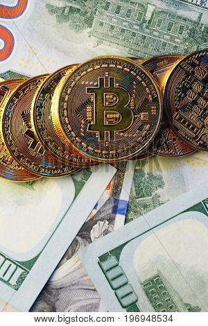 Golden bitcoin. Bitcoin cryptocurrency.