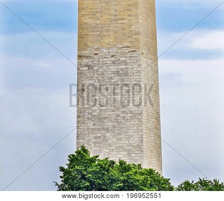 Washington Monument Brick Change Civil War Washington DC. Indicates where Civil War took place. Monument stopped at Civil War. After war changed quarry and color of bricks changed.