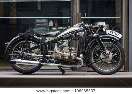 BERLIN - MAY 10 2015: Vintage motorcycle Zuendapp KS500 1936. The 28th Berlin-Brandenburg Oldtimer Day