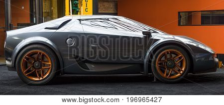 BERLIN - MAY 10 2015: Concept car Lancia New Stratos by Fenomenon designed by Christian Hrabalec 2005. The 28th Berlin-Brandenburg Oldtimer Day