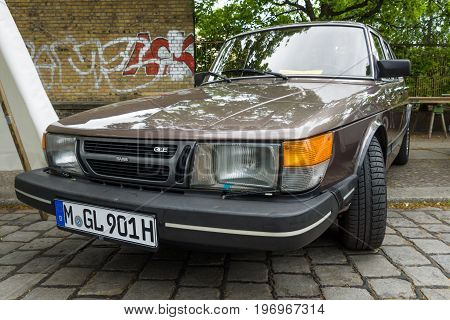 BERLIN - MAY 10 2015: Compact executive car Saab 900 GLE 1983. The 28th Berlin-Brandenburg Oldtimer Day